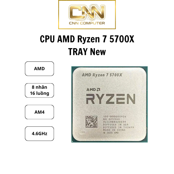 ( FULL VAT ) CPU AMD Ryzen 7 5700X TRAY New Bảo Hành 36 Tháng