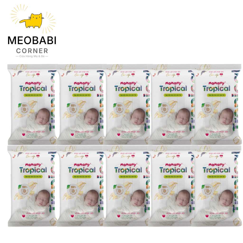 Khăn ướt mini Mamamy Tropical 10 tờ không mùi