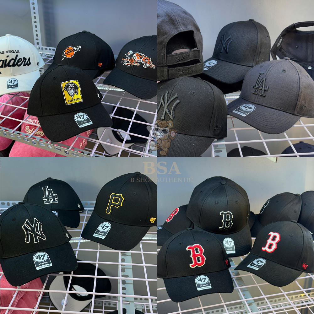 Mũ/ Nón form cứng MLB x 47 Brand logo thêu basic, unisex, quai dán chỉnh size