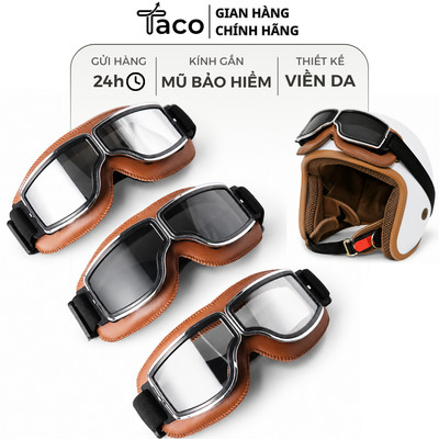 Kính Phi Công TACO Viền Da Cao Cấp - Kính Gắn Mũ Bảo Hiểm Nửa Đầu, 3/4 Độc Đáo Chính Hãng