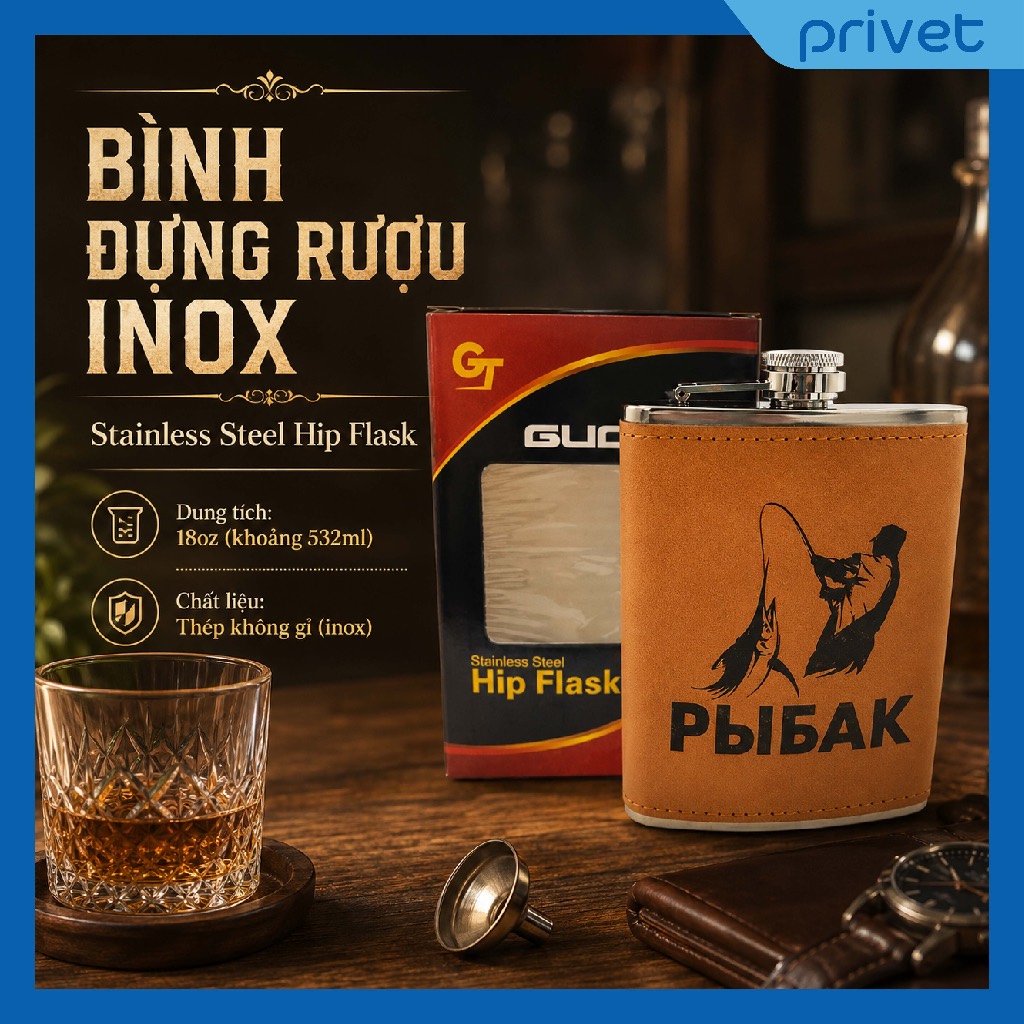 [MÀU NGẪU NHIÊN] Bình đựng rượu inox Stainless Steel Hip Flask