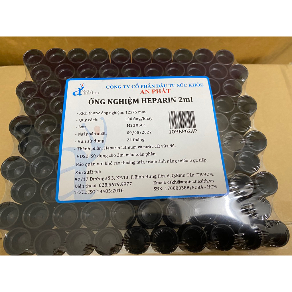 Ống nghiệm Heparin AP (giá 1 khay)
