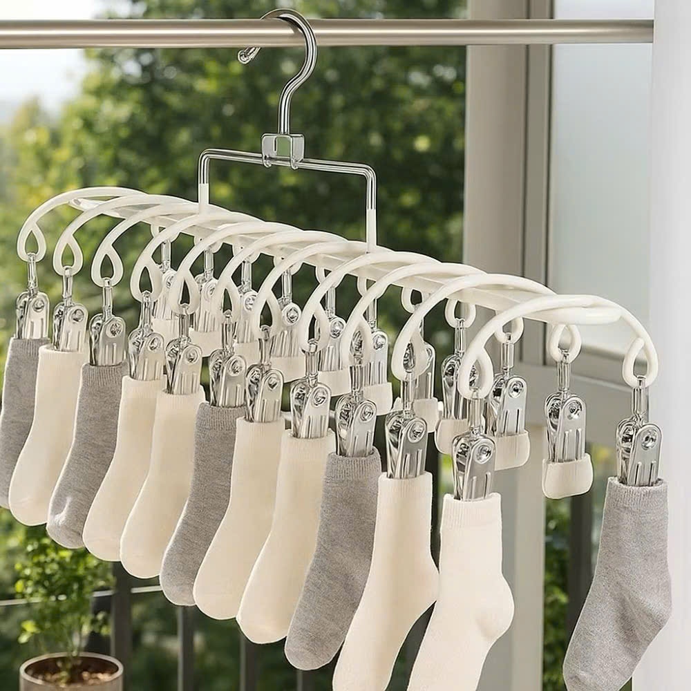 Móc Kẹp Quần Áo Chùm 20 Kẹp (Trắng) 97Homely Có Khóa Chống Rơi