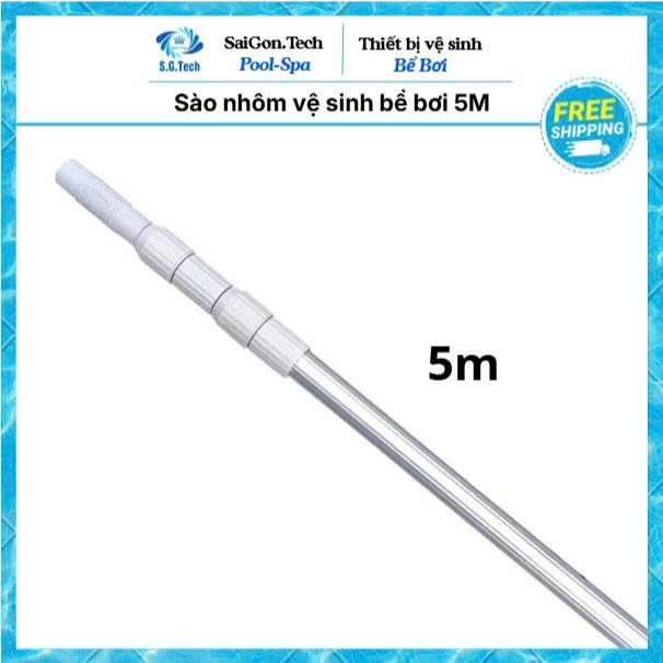 (TÁCH ĐƠN) Sào nhôm bể bơi dài 5 mét, sào nhôm đa năng hồ bơi, sào nhôm 5m 3 khúc 1m6 thu ngắn còn 1
