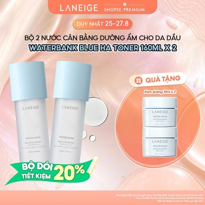 Bộ Nước Cân Bằng Dưỡng Ẩm Cho Da Dầu Laneige WaterBank Blue HA Toner 160ml x 2