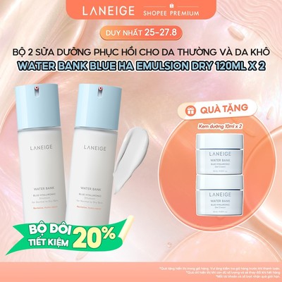 Bộ Sữa Dưỡng Ẩm Cho Da Thường Da Khô Laneige Water Bank Blue HA Emulsion 120ml x 2