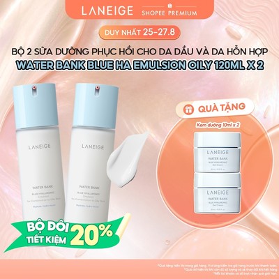 Bộ 2 Sữa Dưỡng Phục Hồi Và Cân Bằng Độ Ẩm Chuyên Sâu Laneige Water Bank Blue HA Emulsion Oily 120ml x 2