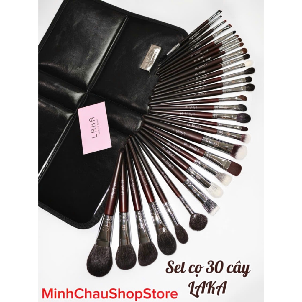 {MinhChauShopStore} Bộ cọ LAKA 30 cây Mới chính hãng lông thú cao cấp mềm xịn sử dụng trong makeup c
