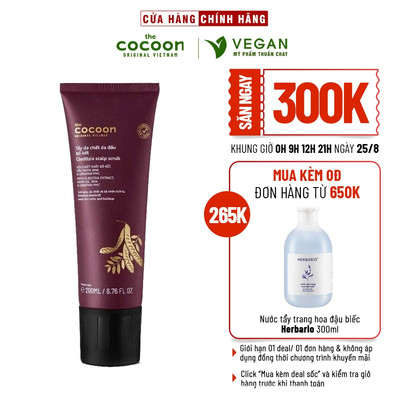 Dầu gội tẩy da chết da dầu từ bồ kết COCOON 200ml VEGAN - thuần chay