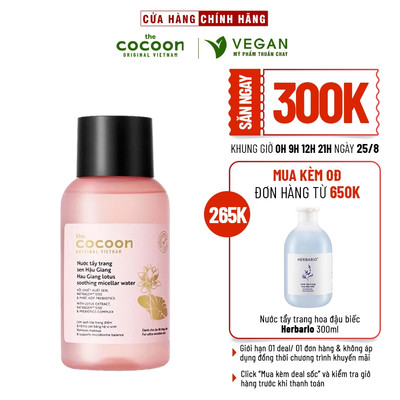 Nước tẩy trang sen Hậu Giang Cocoon 140ml Mỹ phẩm thuần chay