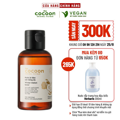 Nước bí đao cân bằng da (Winter melon toner) Cocoon 140ml - VEGAN - Mỹ phẩm thuần chay