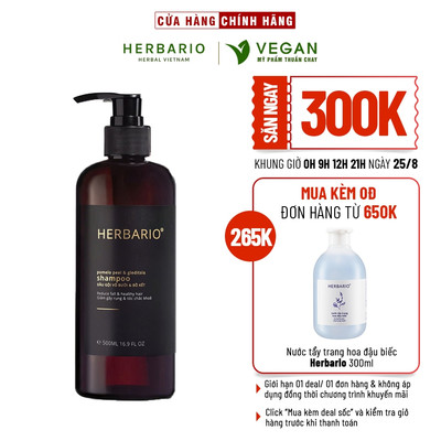Bigsize - Bản Nâng Cấp - Dầu gội vỏ bưởi & bồ kết Herbario 500ml không sunfate không silicon