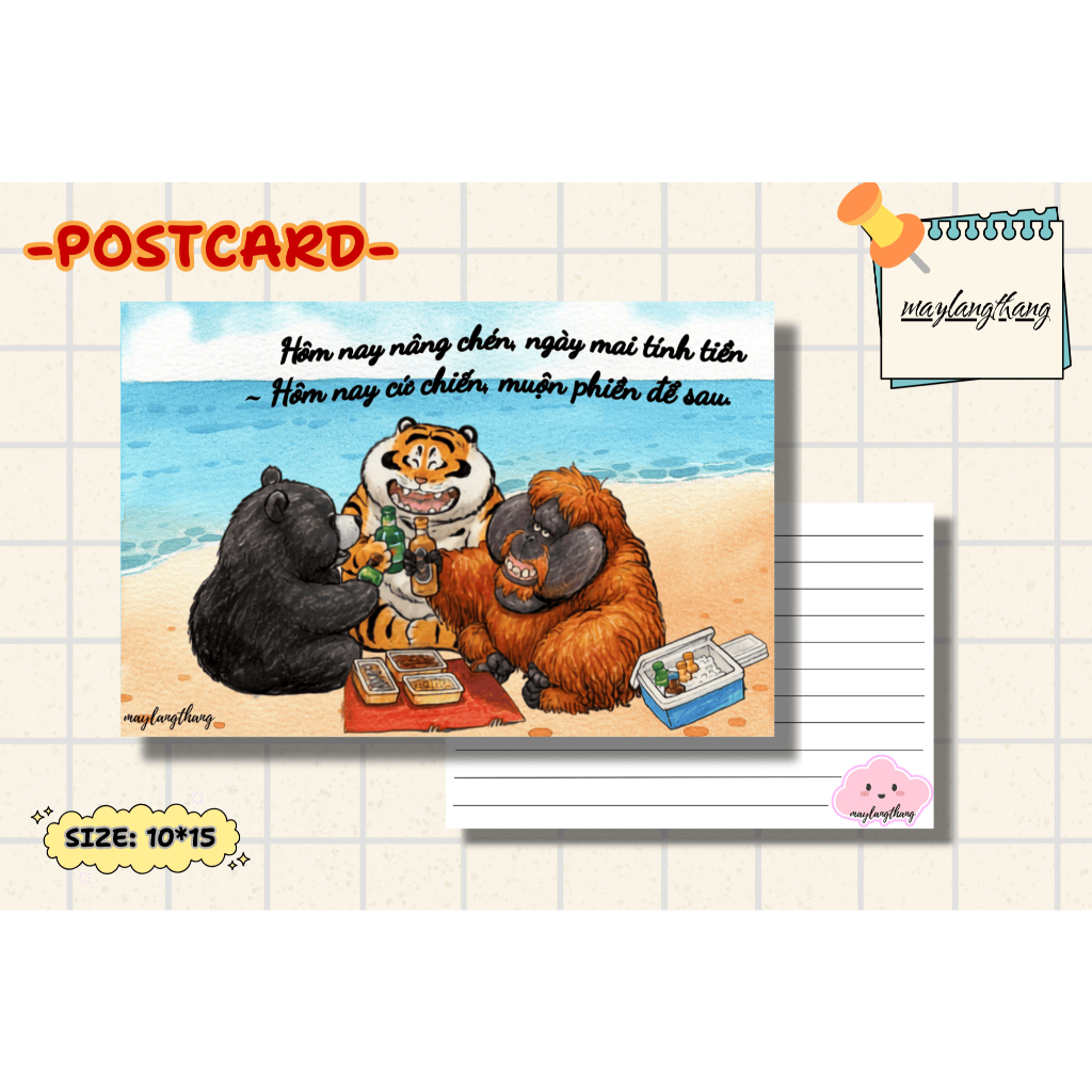 Thiệp Sinh Nhật viết tay Mini Xinh Xắn – Postcard Bạn nhậu – Giấy C300 | Maylangthang P1