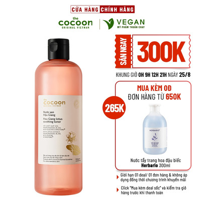 Toner Nước cân bằng da Sen Hậu Giang Cocoon 500ml Vegan - Mỹ phẩm thuần chay