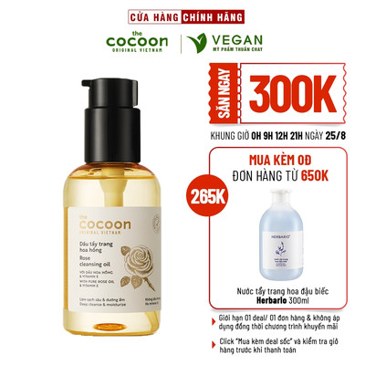 Dầu tẩy trang hoa hồng 140ml ( rose cleansing oil ) sạch da, mềm mịn - VEGAN - Mỹ phẩm thuần chay