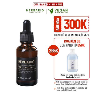 Serum mọc tóc Vỏ Bưởi và Bồ Kết Herbario 30ml phiên bản nâng cấp dưỡng nang tóc