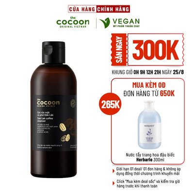 Bigsize Gel rửa mặt cà phê Đắk Lắk Cocoon 310ml thuần chay cho mọi loại da