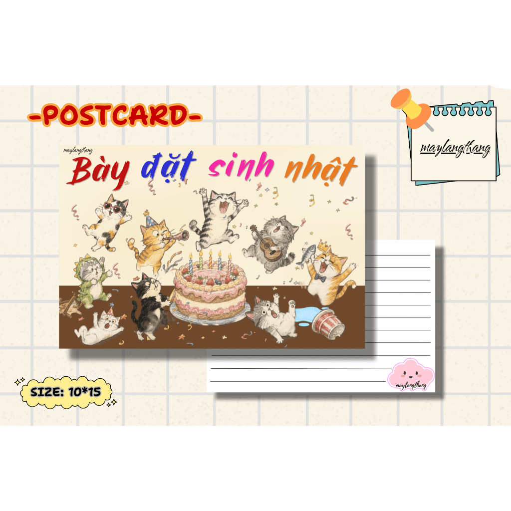 Thiệp Sinh Nhật viết tay Mini Xinh Xắn – Postcard "Bày đặt sinh nhật" – Giấy C300 | Maylangthang P3