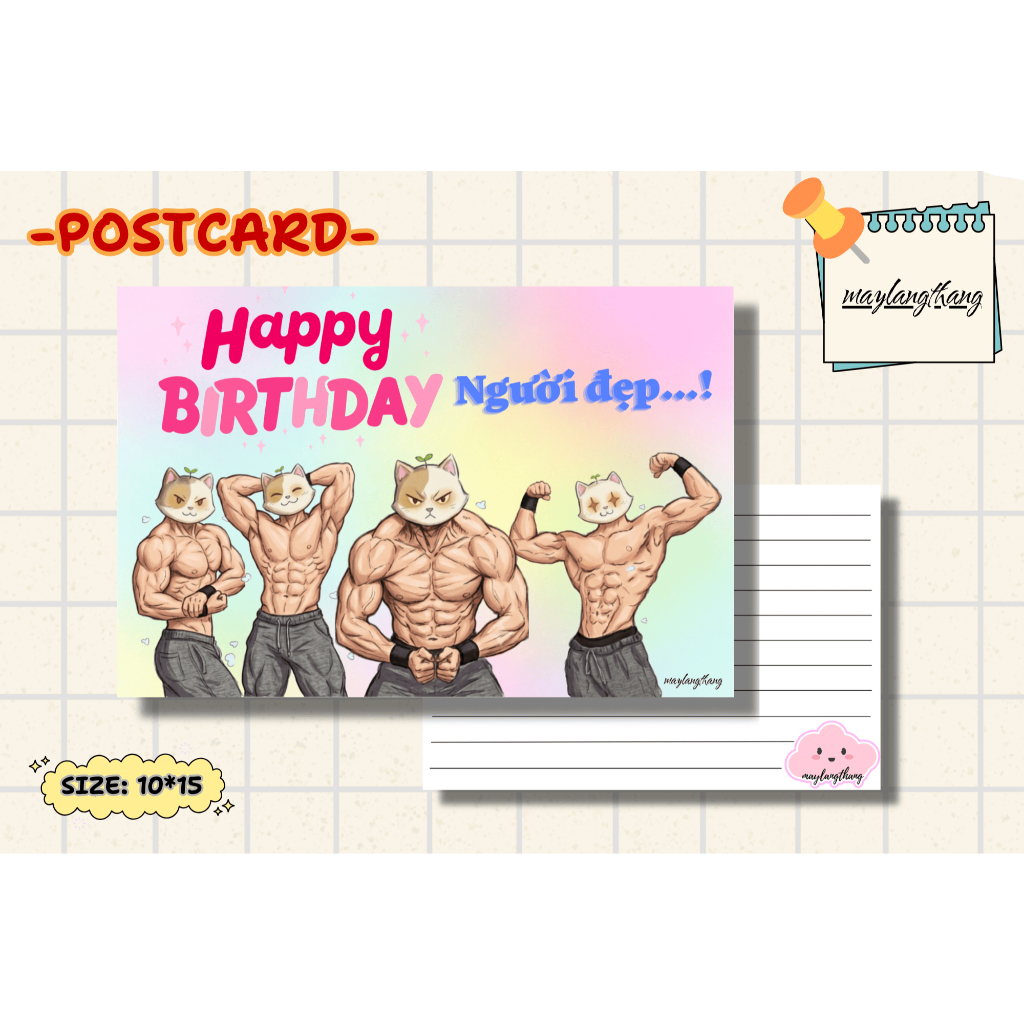 Thiệp Sinh Nhật viết tay Mini Xinh Xắn – Postcard "Người đẹp" – Giấy C300 | Maylangthang P4