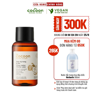 Nước tẩy trang bí đao cocoon 140ml thuần chay sạch bụi bẩn và dầu thừa da mụn