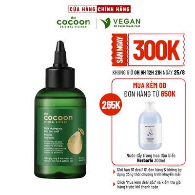 BẢN CẢI TIẾN - Nước dưỡng tóc tinh dầu bưởi ( pomelo hair tonic ) Cocoon 140ml thuần chay