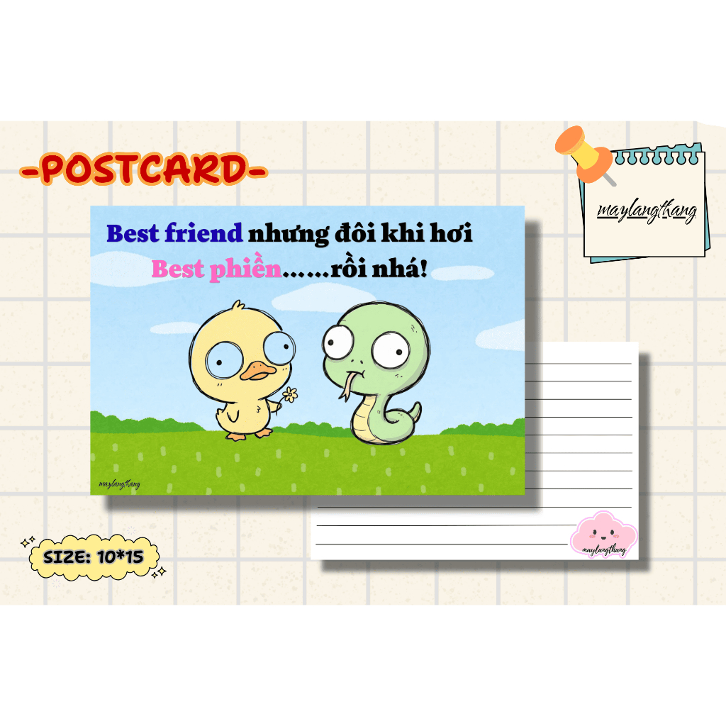 Thiệp Sinh Nhật viết tay Mini Xinh Xắn – Postcard "Best Friend" – Giấy C300 | Maylangthang P5