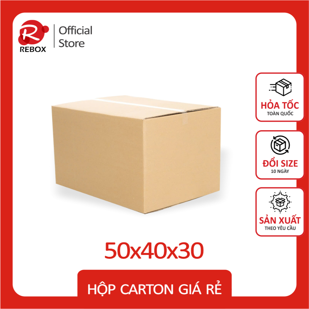 RMHL8 - Hộp 50x40x30 cm - Combo 10 thùng carton đóng hàng cứng giá xưởng