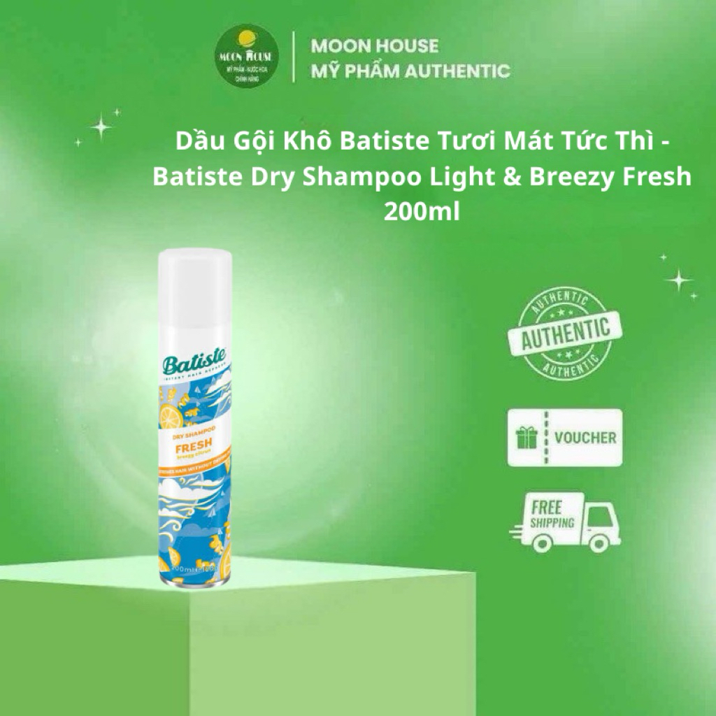Dầu Gội Khô Batiste Tươi Mát Tức Thì - Batiste Dry Shampoo Light & Breezy Fresh 200ml