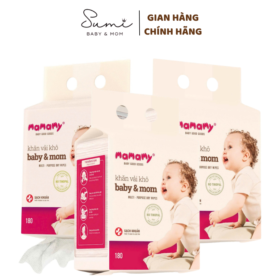 Combo 3 Gói Khăn khô Mamamy 180 tờ Mamamy Dạng Rút