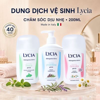 Dung Dịch Vệ Sinh Phụ Nữ Lycia Intimo Nhập Khẩu Chính Hãng Ý 200ml - Cân Bằng pH, Khử Mùi & Kháng Khuẩn (Có Vòi Nhấn)