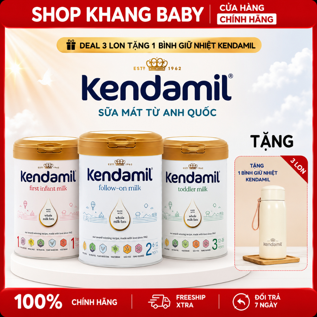 [ TẶNG QUÀ KENDAMIL ] Sữa bột Kendamil Classic Anh Quốc chính hãng lon 800g