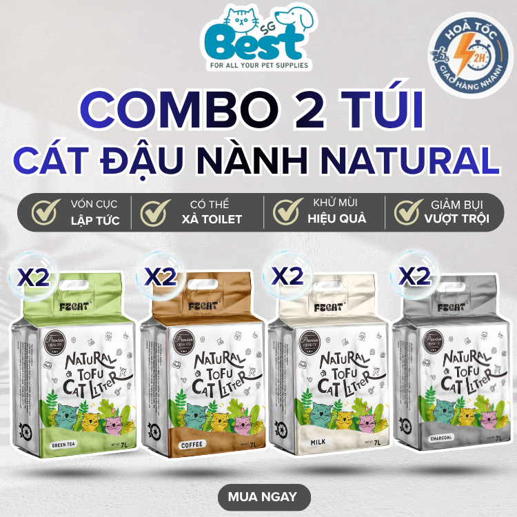 [COMBO 2 TÚI 7L] Cát đậu nành Natural, Catsme , Cát TOFU vón chắc, khử mùi, xả bồn cầu không tắc