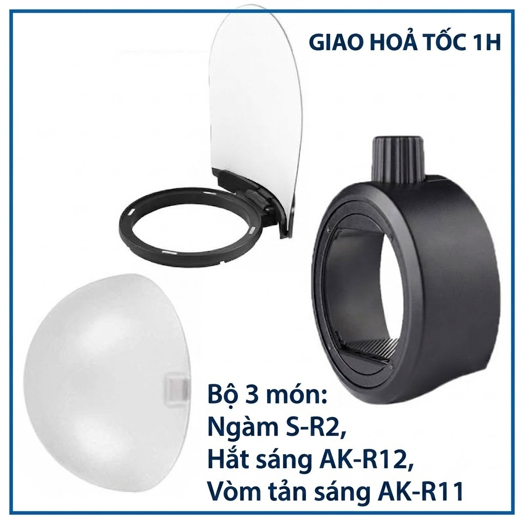 Ngàm Godox SR2 vòm tản sáng AK-R11 tấm hắt sáng AK-R12, chóa AK-R14