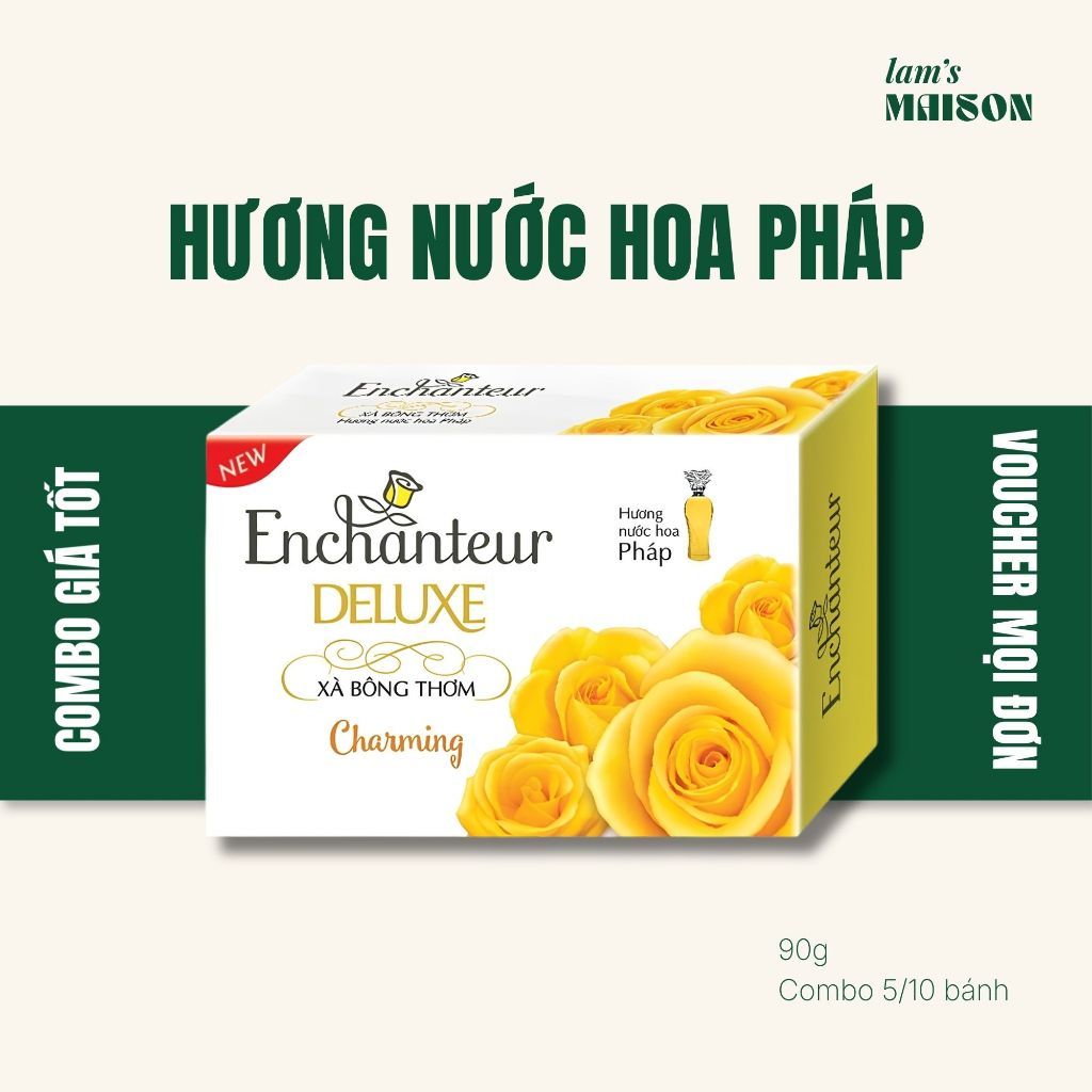 [Combo 5,10 Bánh] Xà Bông Tắm Enchanteur Hương Nước Hoa Pháp 90g Charming, Sensation