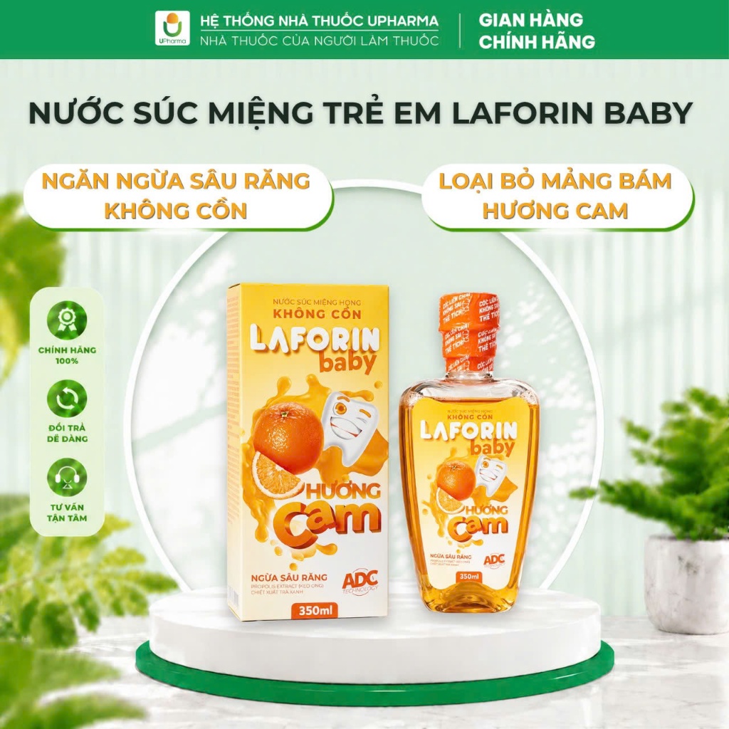 Nước súc miệng LAFORIN BABY hương cam ngừa sâu răng,chăm sóc nướu hàng ngày cho trẻ em 350ml Upharma