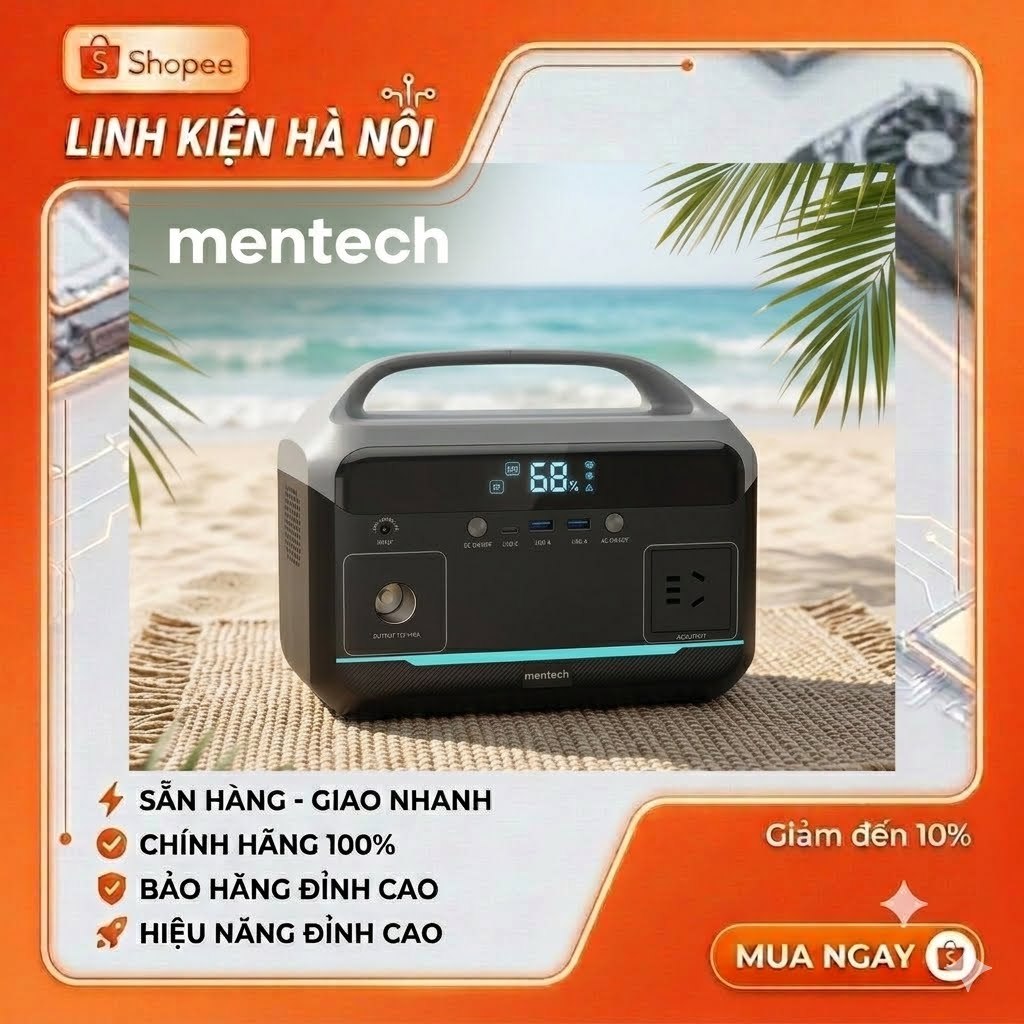 Trạm sạc MENTECH 300W MT300M1 dung lượng 192Wh, ouput AC 220v
