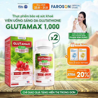 [2Hộp] TPBVSK Viên Uống Trắng Da Glutathione Faroson Glutamax 1000 Sáng Da Giảm Nám Hộp 30v