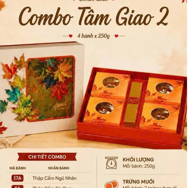 Bánh trung thu Givral Combo TÂM GIAO 2 gồm 4 bánh * 250gr ( 17A - 8A - 5A - 9A )