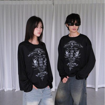 Áo Thun Dài Tay Form Rộng Vải Xước Họa Tiết Đối Xứng NEWSEVEN Untamed Long-sleeved ADT.541