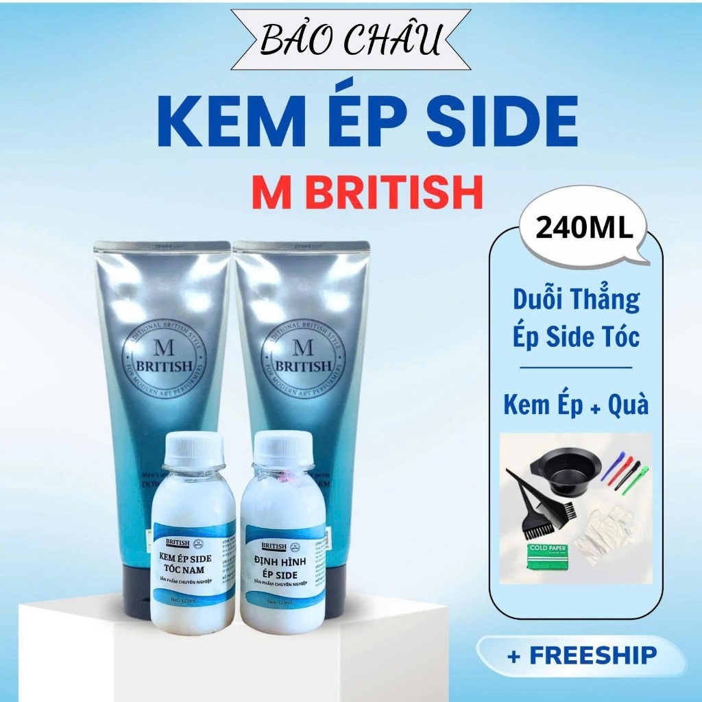 Kem ép Side tóc nam BRITISH M Men's Style Down Perm, kem ép side chai 120g | mypham.online