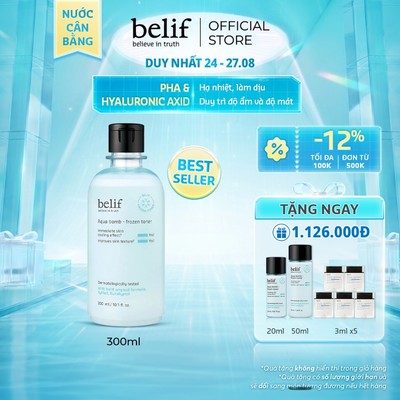 [belif Official] Nước cân bằng làm dịu và thu nhỏ lỗ chân lông da nhạy cảm belif Frozen Toner 300ml