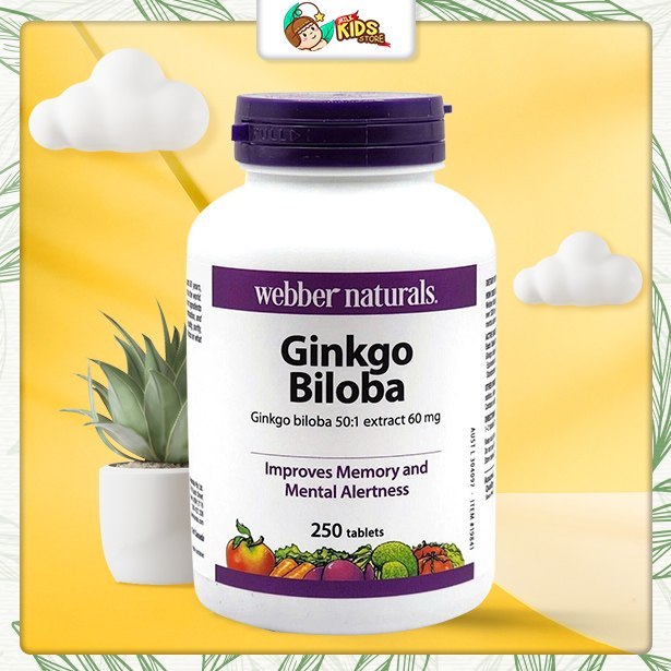 MILKSTORE - Viên uống Webber Naturals Ginkgo Biloba 60mg 250 viên Cải thiện trí nhớ Bảo vệ thần kinh