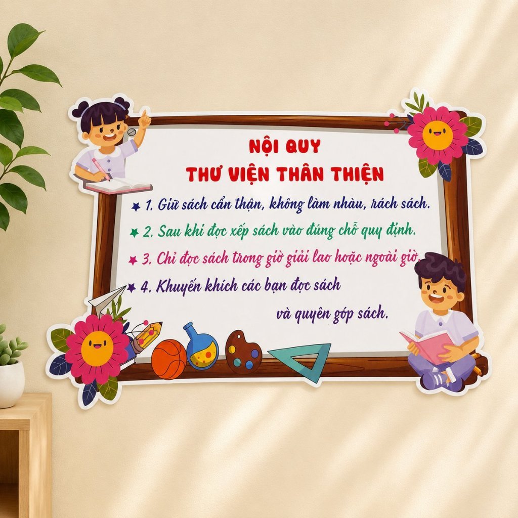 Thư viện lớp em (ép plastic, kích thước a3 sẵn băng keo dán tường)