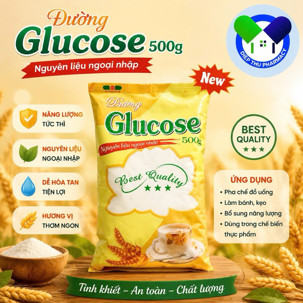 Đường Glucose 500g Hoa Sen Nguyên Liệu Ngoại Nhập Tinh Khiết Trên 98% | Pha Chế, Làm Bánh, Nấu Chè