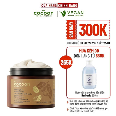 Bơ dưỡng thể cà phê đắk lắk cocoon 200ml - VEGAN - Mỹ phẩm thuần chay