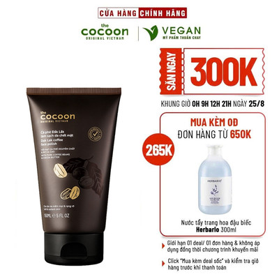 Tẩy Tế Bào chết Cà phê Đắk Lắk làm sạch da chết mặt cocoon 150ml - VEGAN