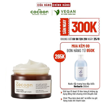 Thạch Bí Đao Cocoon (kem dưỡng ẩm) cấp ẩm và ngừa mụn 30ml VEGAN Mỹ phẩm thuần chay
