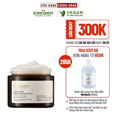 Thạch Bí Đao cocoon (kem dưỡng ẩm) cấp ẩm và ngừa mụn 100ml thuần chay