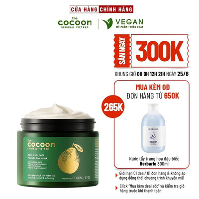 Kem ủ tóc bưởi Cocoon giảm gãy rụng và làm mềm tóc 200ml thuần chay
