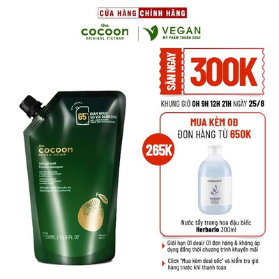 Túi Refill - Dầu gội bưởi pomelo Cocoon giúp giảm gãy rụng và làm mềm tóc 500ml